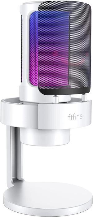FIFINE AMPLIGAME Gaming USB PC Computer RGB Microphone for Live Streaming, Meeting, Podcasting, Video, Condenser Mic with Monitoring Headphone Jack, Light Control, for MAC OS/Windows