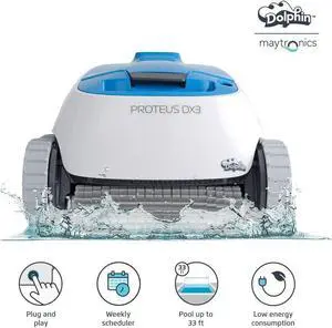 DOLPHIN Proteus Automatic Robotic Pool Cleaner, The Quick and Easy Way to a Clean Pool, Ideal for In - ground Swimming Pools up to 33 Feet
