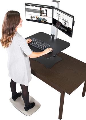 Dual Monitor Electric Standing Desk, Black, 28 inch Wide Work Surface, Compatible with Any Standard Desk, Monitor Mount Included