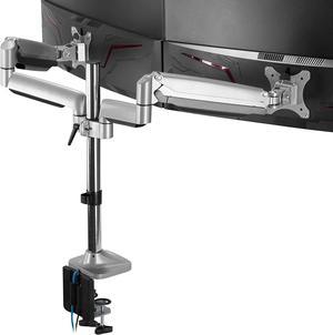 Dual 13"-32" Monitor Arm Desk Mount fits Two Flat/Curved Monitor Full Motion Height Swivel Tilt Rotation Adjustable Monitor Arm - Extra Tall Pole/VESA/C-Clamp/Grommet/Cable Management