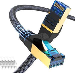 Cat 8 Ethernet Cable 150ft, Ciwoda Outdoor, Indoor Nylon Braided Cat 8 Cable, Heavy Duty 26AWG 40Gbps, 2000MHz, S/FTP Patch Cord for Xbox, POE, PS5, Router