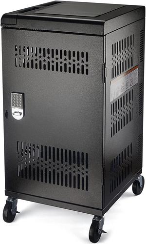 Fully Assembled Heavy-Duty Assembled 30 Bay Charging Cart for 30 Chromebook, Tablet, and 14-inch Laptop with Keypad Lock, Charger, and Cable Organization, Metateel Mobile Charging Storage Cart