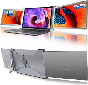 13.3" Triple Laptop Screen Extender FHD 1080P IPS Triple Portable Monitor for Laptop Dual Monitor Display, Triple Screen for 15"-17" Laptop, Multi Modes, HDMI/USB/Type-C Plug and Play