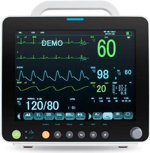 12'' Portable Multi-parameter Vital Sign Patient Monitor ECG NIBP RESP TEMP PR