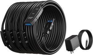 100 Feet Active USB Extension Cable 3.0 Male to Female with 3 Extension chipsets Signal Booster - Active Extension/Repeater Cord 30 Meters / 100 Feet (AC Power Supply Included)