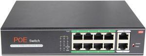 8 Port PoE Switch With 2 Uplink 120W Extend to 250Meter Unmanaged 803.af/at