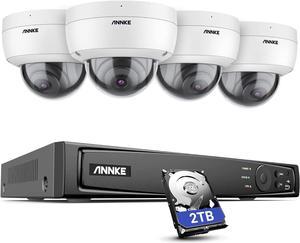 ANNKE H800 8MP PoE Security Camera System with 2TB HDD, 4K H.265+ NVR and 4X 8MP Ultra HD IP Dome Cameras, 100ft Night Vision, IP67 Waterproof and IK10 VandalProof, Remote Access (Not PTZ)