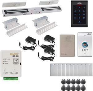Smart Mobile WiFi Controller for Access Control with Android + Apple App, Web Browser + Smartphone Remote Viewing, Inswinging Door 600lbs Double Maglock, Indoor Keypad/Reader Kit
