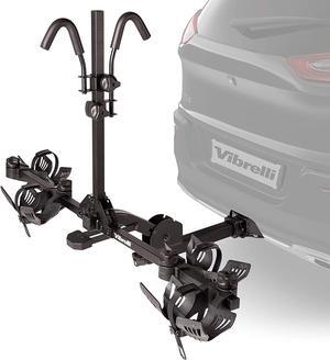 Electric Bike Hitch Rack - 2 Ebike Rack Fits Fat Tire, Mountain Bike, Standard Bicycles - 65lbs per Bike - Patented Anti-Wobble - Cars & SUV - Tilt Down/Fold Up Platform - Not for RV