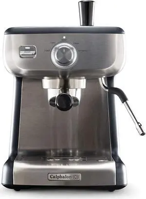 Calphalon Espresso Machine with Tamper, Milk Frothing Pitcher, and Steam Wand, Temp iQ 15-Bar Pump, Stainless Steel