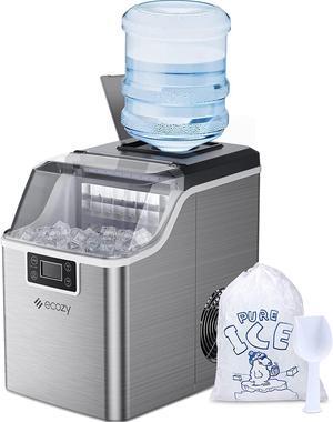 Portable Ice Maker Countertop, 44lbs Per Day, 24 Cubes Ready in 13 Mins, 2 Ways to Add Water, Self-Cleaning Ice Maker with Ice Bags/Ice Scoop/Ice Basket for Home Office Bar Party, Silver