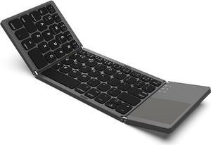Foldable Bluetooth Keyboard, Wireless Bluetooth Keyboard with Touchpad, Pocket Size USB Rechargeable Bluetooth Keyboard Compatible with iOS, Windows, Android Smartphones, Tablets, Laptops etc.