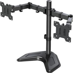 Dual Screen Desk Mount, Fully Adjustable Desktop Monitor Stand up to 27 inch, 17.6 lbs Each, Universal Monitor Desk Mount, Free-Standing Monitor Stand for 2 Monitors, VESA 75x75mm, 100x100mm