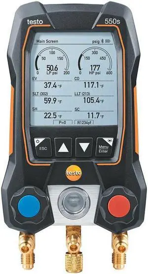 Testo 550s Basic Kit - Digital Manifold with 2 Way Valve, Wired Temperature Prob