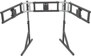 Triple Monitor Floor Stand for Racing and Flight Simulators Model LD | Up to 100x100mm VESA Mount or M4/M5 Hardware (Triple Monitor Stand, Light Duty Mount Brackets)