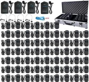 2.4G Wireless Tour Guide Monitoring Voice Audio Transmission System + Aluminium Alloy Charge Case for Training Teaching Conference Tourism Museums - 4 Transmitters & 60 Receivers