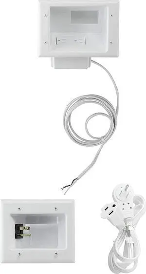 Electronics In Wall Cable Management Kit With Duplex Power Outlet - Behind Wall TV Wire Kit Low Voltage In Wall Cord Concealer For Sleek TV Setup - Easy DIY without Electrician