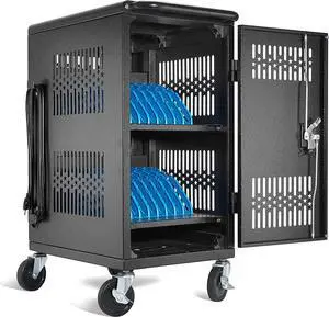 Pre-Assembled American Style Heavy-Duty 20 Bay Laptop Charging Cart for School Classroom Storing and Charing 20 Chromebook, Laptop, and Tablet