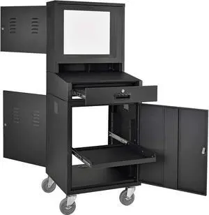 Mobile Security LCD Computer Cabinet Enclosure, Black, 24-1/2"W x 22-1/2"D x 62-3/4"H