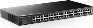 48 Port Gigabit Ethernet Switch, Dual Power Supply, Fanless Metal Rackmount Unmanaged Plug and Play Network Switch