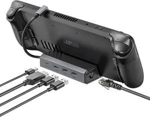 Docking Station Compatible with Steam Deck, 5-in-1 Steam Deck Dock with HDMI 2.0 4K@60Hz, Ethernet, Dual USB-A 2.0 and Full Speed Charging USB-C Port Compatible with Valve Steam