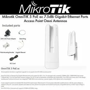 Mikrotik OmniTIK 5 PoE ac 7. 5dBi Gb Ethernet Ports Access Point Omni