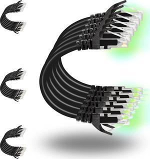 Patch Cables Cat6 5ft 24 Pack, Ethernet Patch Cable 10G Support, Cat 6 Patch Cable for Patch Panel to Switch, Flexiable Cat 6 Ethernet Cable with Gold Plated Black