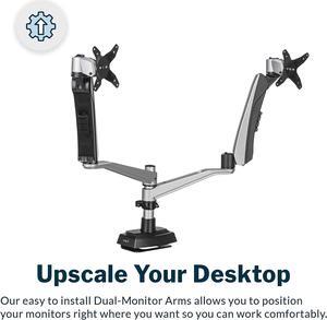 Dual Monitor Arm - VESA Monitor Mount with 360 Degree Adjustment - Double Monitor Arms with Full Range Adjustability - Computer Monitor Stand - Desk Organizers & Accessories for Home or Office