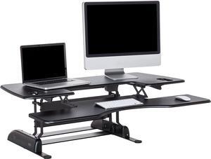 VariDesk Pro Plus 48  Two-Tier Standing Desk Converter for Dual Monitors  Sit to Stand Desk for Office w/ 11 Height Adjustable Settings, Spring-Assisted Lift, Dual Handles  Fully Assembled, Black
