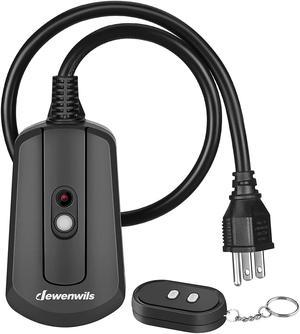 DEWENWILS Outdoor Wireless Remote Control Outlet with 2 FT Extension Cord, 15 amp Heavy Duty Weatherproof Remote Controlled Light Switch for String Lights, 100 Feet Range, UL Listed