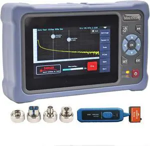 Fiber Tester 1310/1550nm 26/24dB with 4.3-inch Touch Screen, 11-in-1 OTDR SM with VFL OPM OLS Event Map RJ45, FC/UPC SC ST LC Connectors Included
