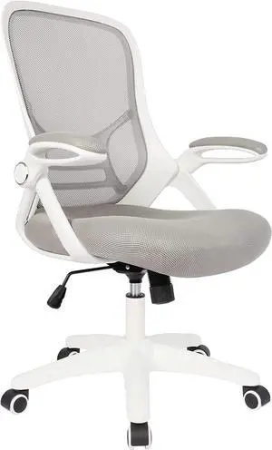 Office Chair Ergonomic Mesh Swivel Computer Task Desk Chair Comfortable, Flip-up Arms, Adjustable Height (Grey)