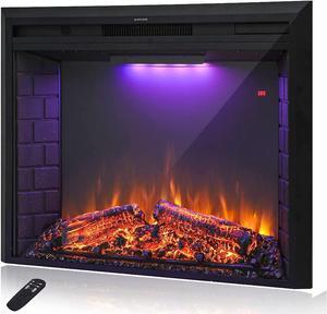 43'' Electric Fireplace Insert, Retro Recessed Fireplace Heater with Fire Cracking Sound, Remote Control & Timer, 750/1500W, Black