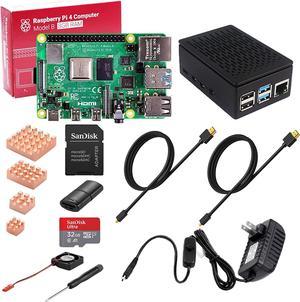 Raspberry Pi 4 8GB Starter Kit with 32GB Micro SD Card Power Supply with ONOff Case Cooling Fan HDMI Cable Card Reader Copper Heatsink Screwdriver