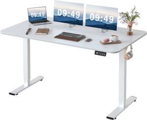 Homall Electric Height Adjustable Standing Desk, Large 55 inch Sit Stand up  Desk, Home Office Computer Desk Memory Preset with T-Shaped Metal Bracket,  White 