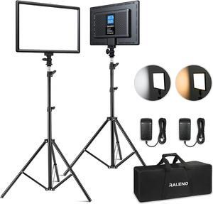 2 Packs LED Video Light and 75inches Stand Lighting Kit Include: 3200K-5600K CRI95+ Built-in Battery with 1 Handbag 2 Light Stands for Gaming,Streaming,Youtube,Web Conference,Studio Photography