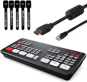 Blackmagic Design ATEM Mini Pro ISO HDMI Live Stream Switcher Starter Bundle with 6 HDMI Cable 7 Cat5e Cable and 5Pack of Solid Signal Cable Ties SWATEMMINIBPRISO
