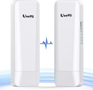 Wireless Bridge,Point to Point 5.8G Outdoor Bridge with 14dBi Directional Antenna 3KM Long Range Working Distance 24V PoE Adapter 2 RJ45 Port for Extended Internet to Next Building,2-Pack