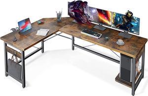 66" L Shaped Gaming Desk, Corner Computer Desk, Sturdy Home Office Computer Table, Writing Desk, Larger Gaming Desk Workstation, Vintage