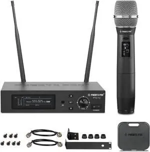 True Diversity Wireless Microphone System w/ 1000 Tunable Channels, Single Cordless Microphone Set w/Auto Scan, UHF Professional Dynamic Microphone for Singing, Stage & Studio
