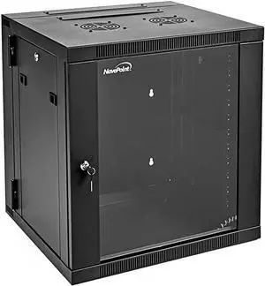 12U Wall-Mount Network Cabinet for 19" IT Equipment, A/V with Glass Door and Removable Side Panels, Locks, 2 Fans, 450mm Depth, Hinged Back