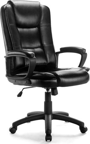 400LBS Home Office Chair, Big and Tall Office Chair, Heavy Duty Executive Chair, Computer Desk Chair with Lumbar Support, PU Leather, High Back, Adjustable Height & Swivel Chair with Armrest