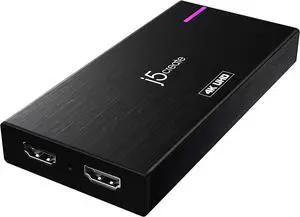 j5create HDMI Video Capture Card w/ USB-C Port 3.5mm Aux and Mic in - Supports 1080p 60FPS Video and Audio Recording, 4K Passthrough for PC Xbox Playstation Live Streaming - HDMI Cable Included