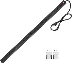 Long Heavy Duty Power Strip, 16 Outlet Large Metal Power Strip, Garage Workshop Multi Wide Industrial Power Strip. 15 FT Cord 15A, 125V, 1875W