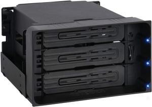 ICY DOCK Tray-Less Hot Swap Removable 3 x 3.5 Inch SATA/SAS HDD Docking Enclosure Mobile Rack in 2 x 5.25 Inch Drive Bay (Include 3X SATA Cables) | flexiDOCK MB830SP-B