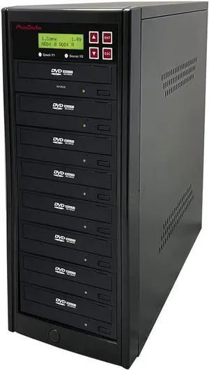 PIODATA 1 to 7 24X Burner M-Disc Support CD DVD Duplicator - Standalone Copier Duplication Tower PIO-S7T-DVD-BK