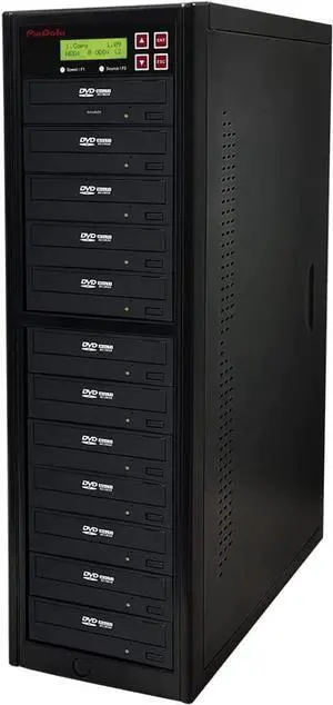 Piodata 1 to 11 24X Burner M-Disc Support CD DVD Duplicator - Standalone Copier Duplication Tower PIO-S11T-DVD-BK