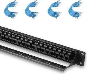 Patch Panel 24 Port Cat6 with Inline Keystone 10G Support, Pass-Thru  Coupler Patch Panel UTP 19-Inch with Removable Back Bar, 1U Network Patch  Panel for Cat6, Cat5e, Cat5 Cabling 