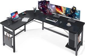 59" L Shaped Gaming Desk, Corner Computer Desk, Sturdy Home Office Computer Table, Writing Desk, Larger Gaming Desk Workstation, Black