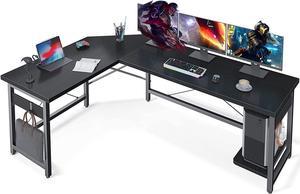 66 L Shaped Gaming Desk Corner Computer Desk Sturdy Home Office Computer Table Writing Desk Larger Gaming Desk Workstation Black